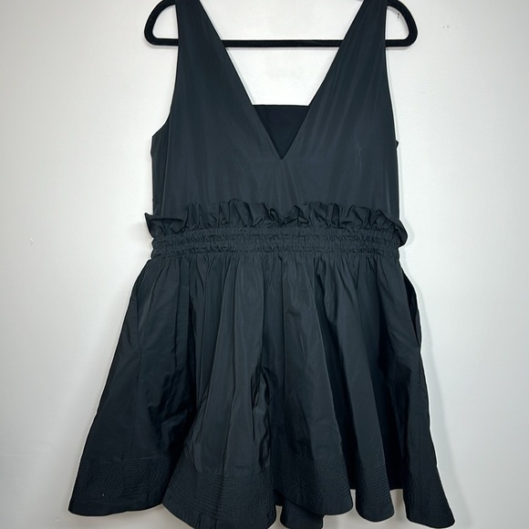 Jonathan Simkhai Ruffle Tank Cinched Waist Mini Dress Black - Picture 4 of 5
